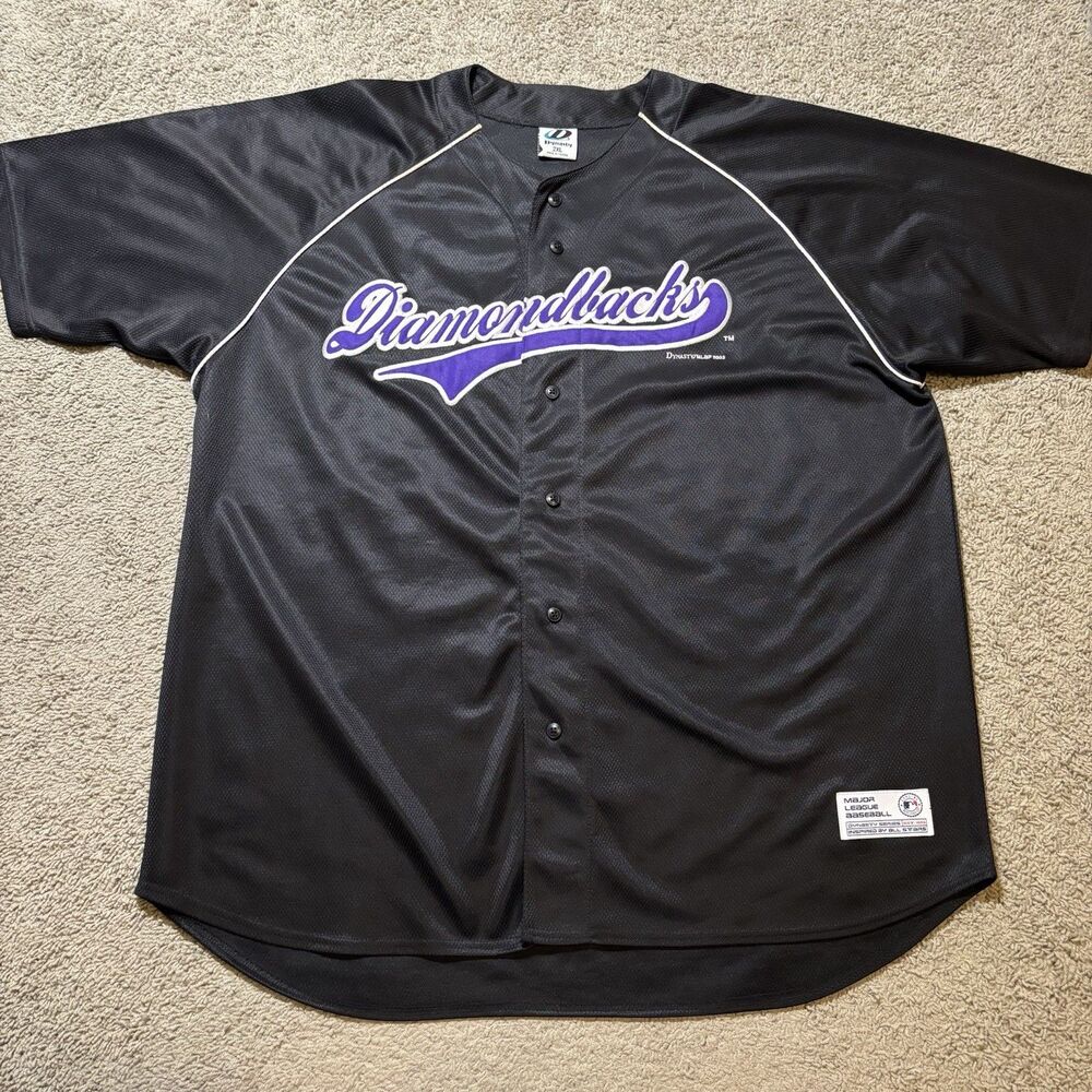 Vintage Arizona Diamondbacks Jersey 2XL Black Purple Dynasty MLB Baseball 2003